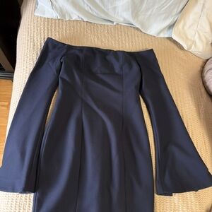Cinq à Sept Navy Off-Shoulder Skirt